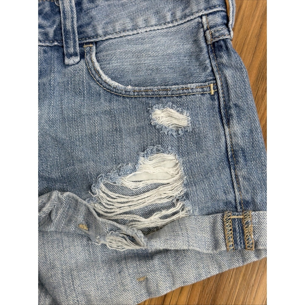 Abercrombie Girls Sz 14 Lowrise Destroyed Jeans Shorts EUC Lt Wash Denim - Picture 3 of 6